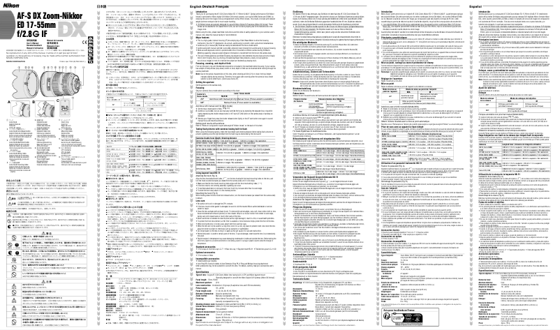 First page image of the manual for Nikkor AF-S DX Zoom-Nikkor 17-55mm f/2.8G IF-ED