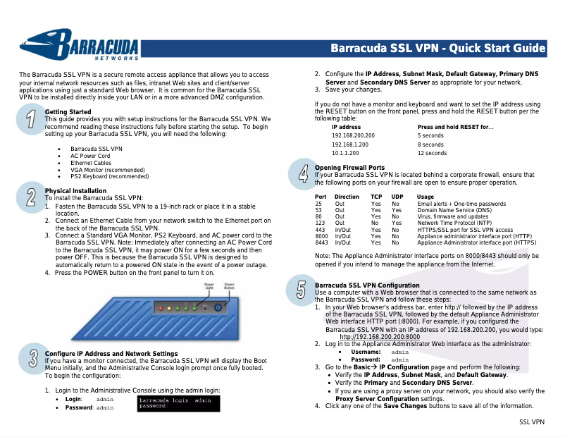 Page 1 of the manual User Manual Barracuda Networks SSL VPN 280