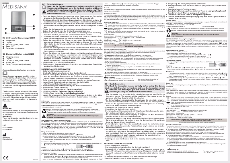 Page 1 of the manual User Manual Medisana KS 200