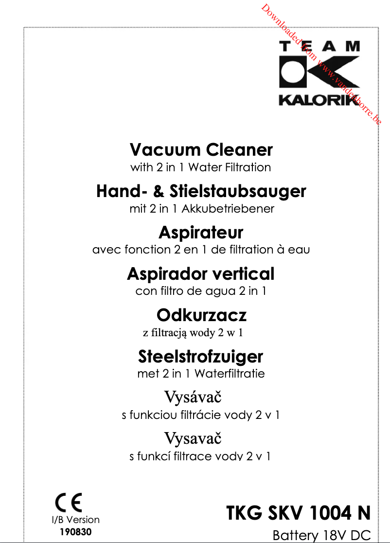 Image de la première page du manuel de l'appareil TKG SKV 1004