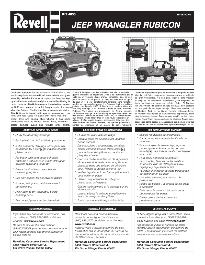 Page 1 of the manual User Manual Revell Jeep Wrangler Rubicon