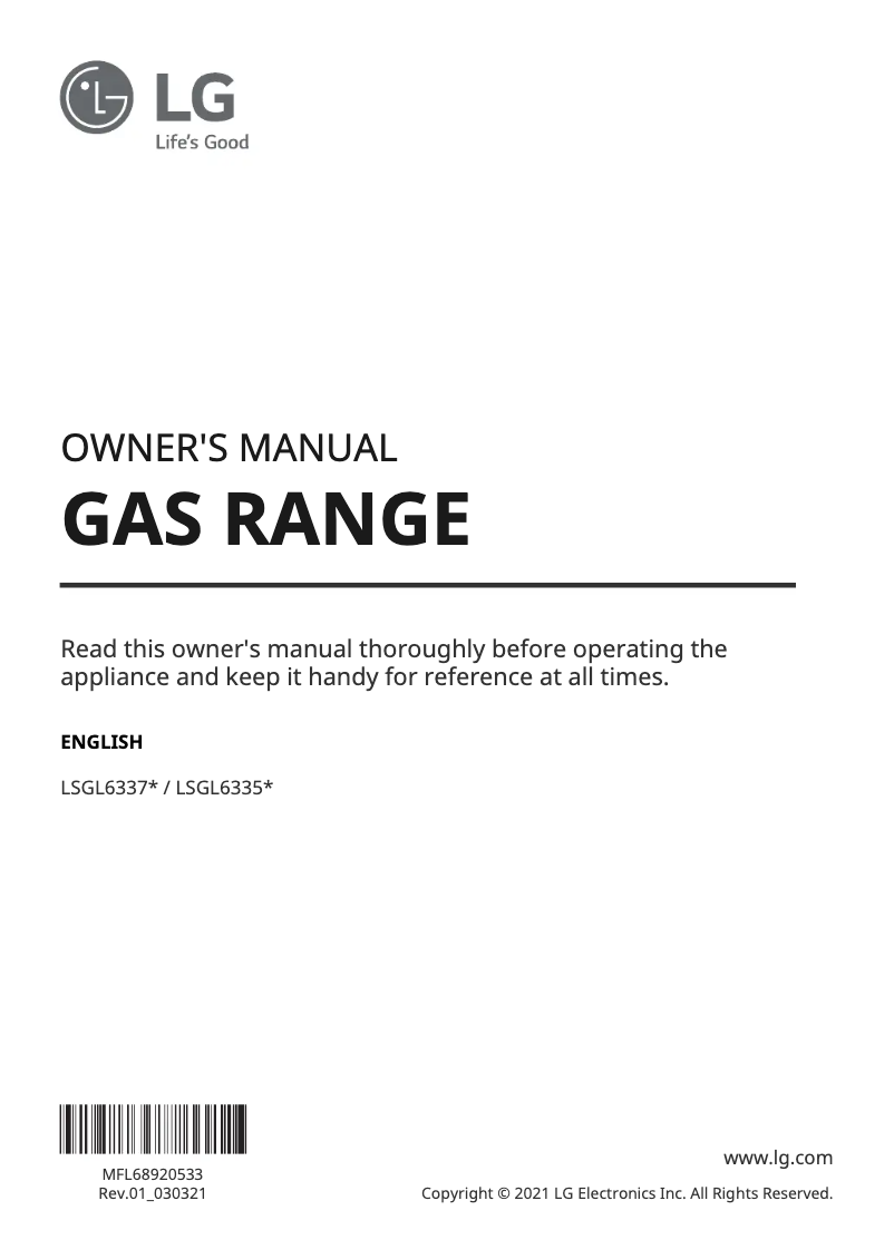 Page 1 of the manual User Manual LG LSGL6335D