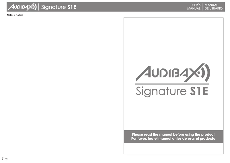 Page 1 of the manual User Manual Audibax Signature S1E