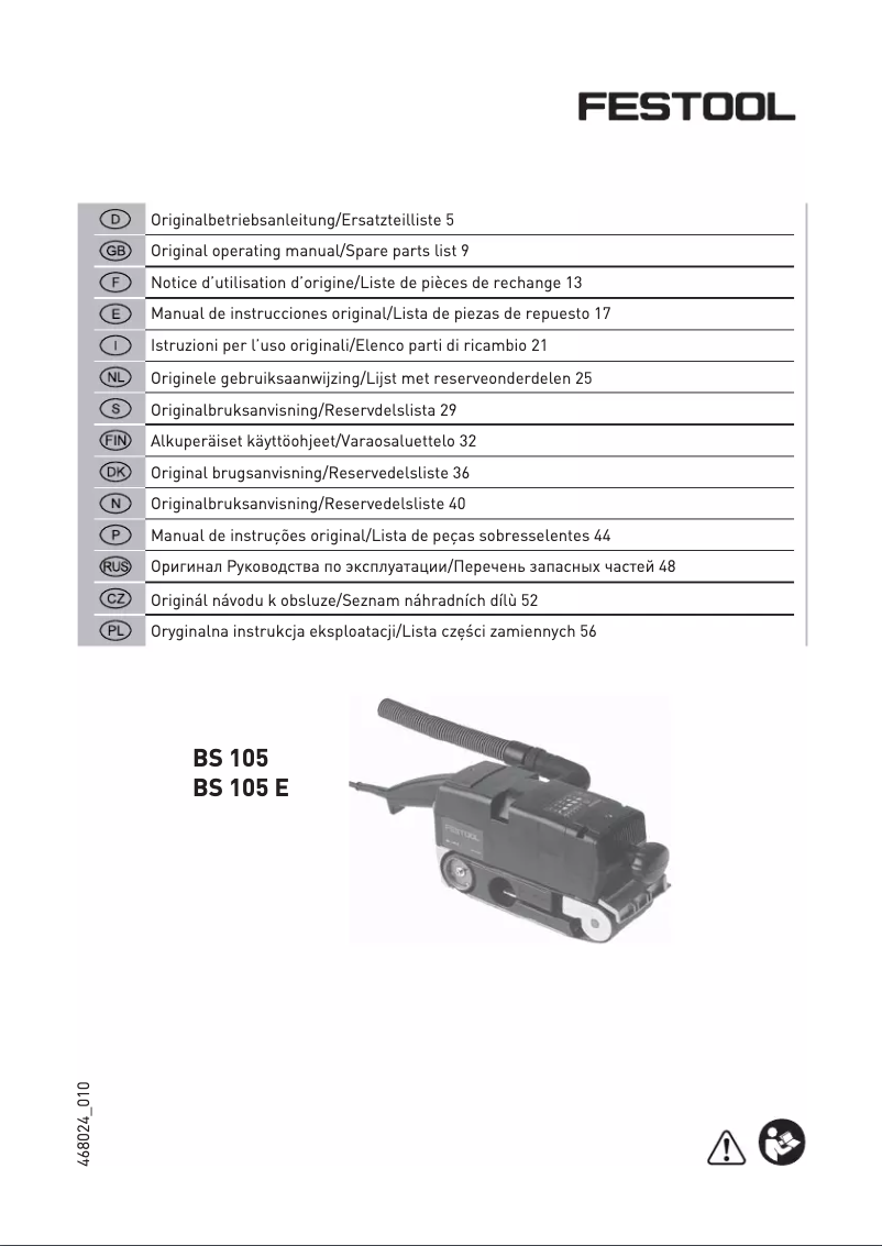 Page 1 of the manual User Manual Festool BS 105 E