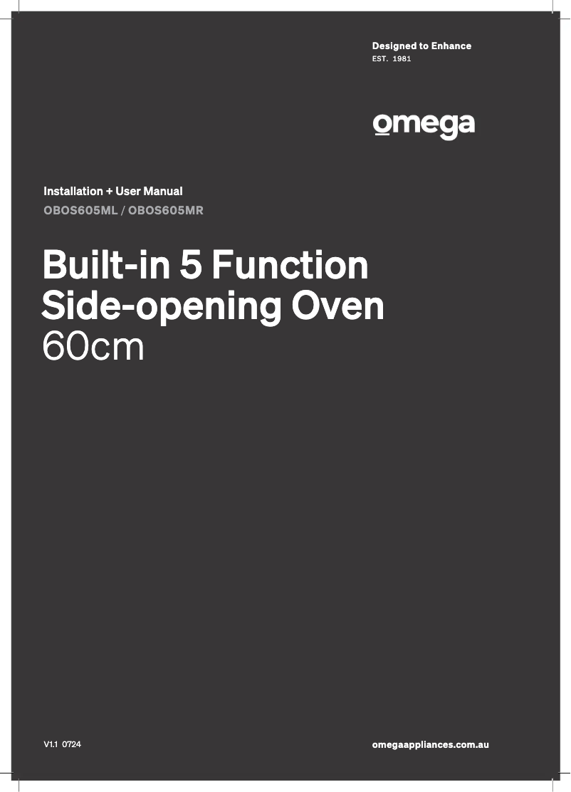 First page image of the manual for OBOS605MR