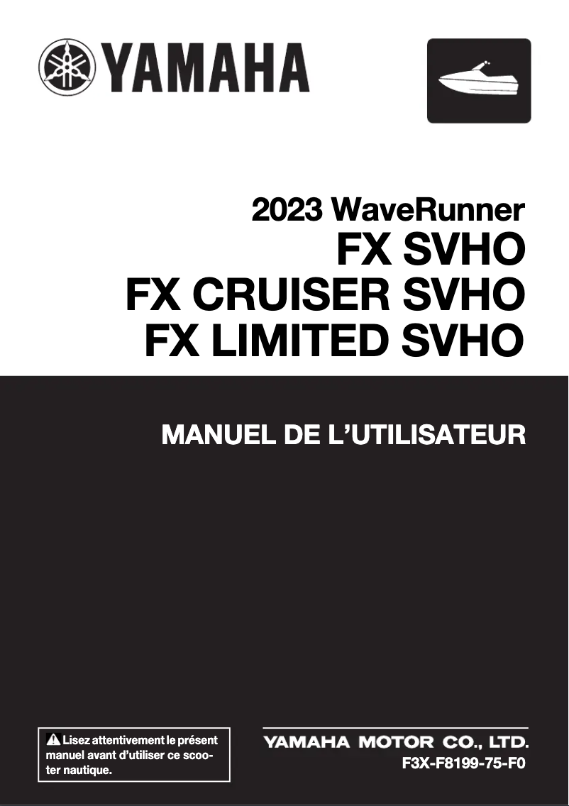 Page 1 of the manual User Manual Yamaha WaveRunner FX Cruiser SVHO (2023)
