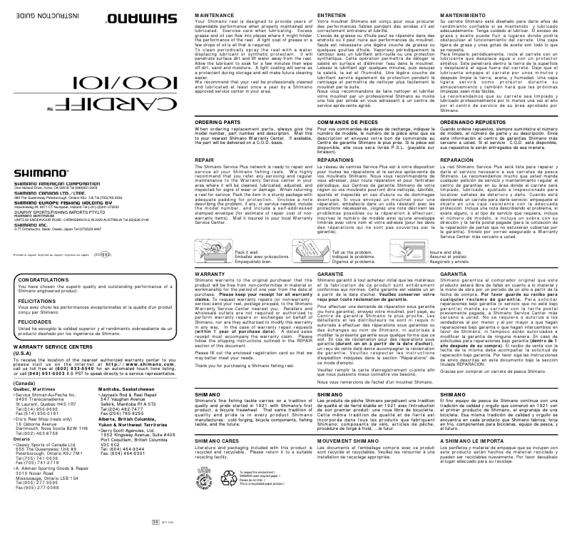 First page image of the manual for Cardiff 100