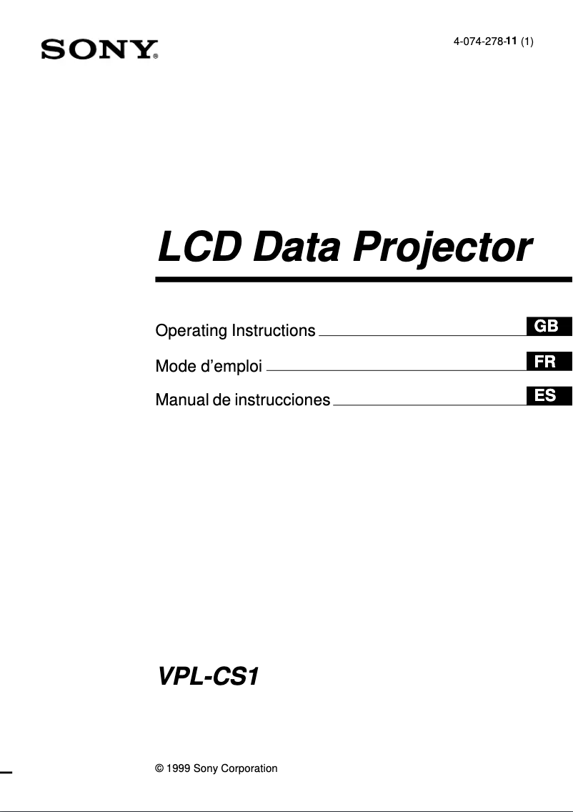 First page image of the manual for VPL-CS1