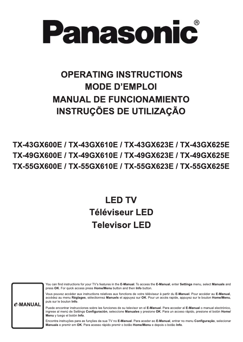 First page image of the manual for TX-43GX600E