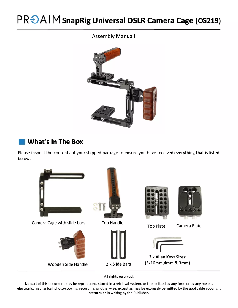 First page image of the manual for CG219