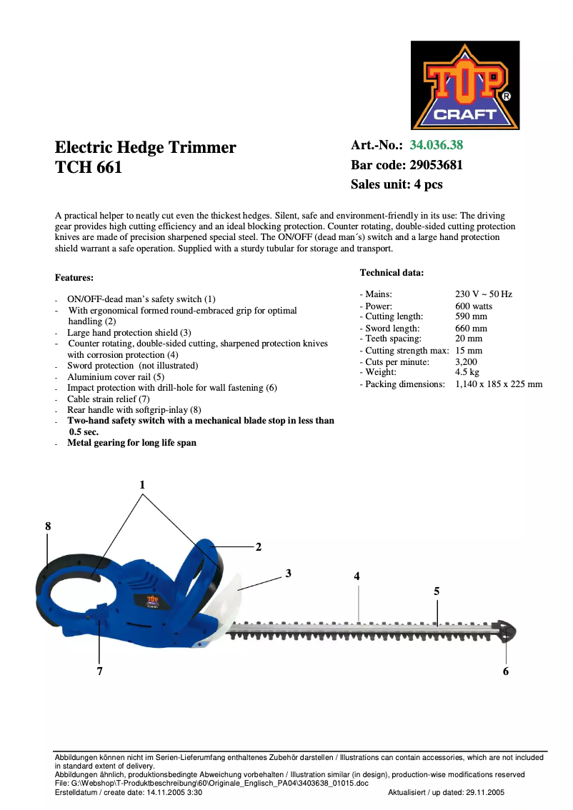 Image de la première page du manuel de l'appareil TCH 661