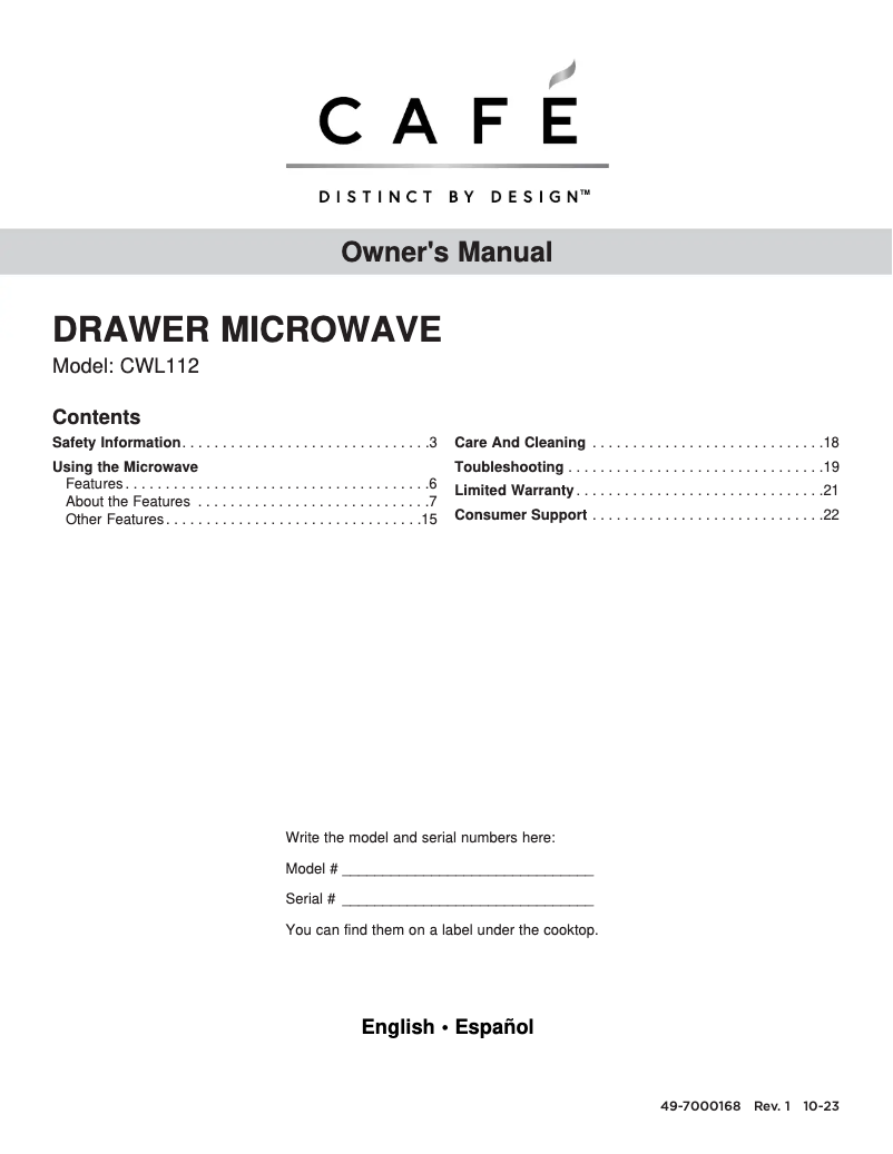 First page image of the manual for CWL112