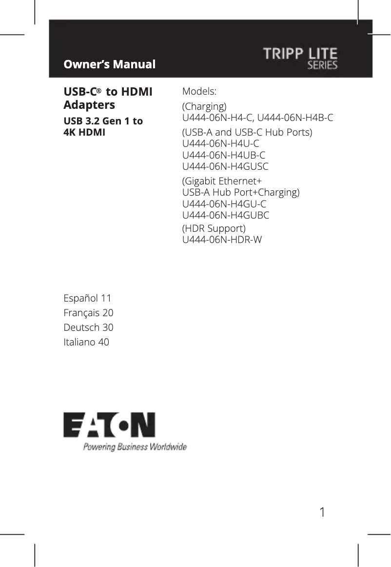 Page 1 of the manual User Manual Tripp Lite U444-06N-H4GUSC