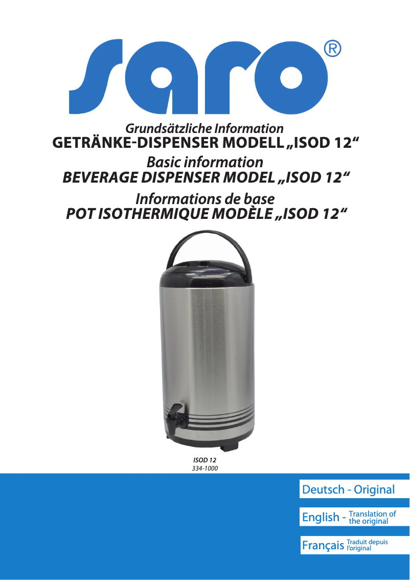 Image de la première page du manuel de l'appareil ISOD 12