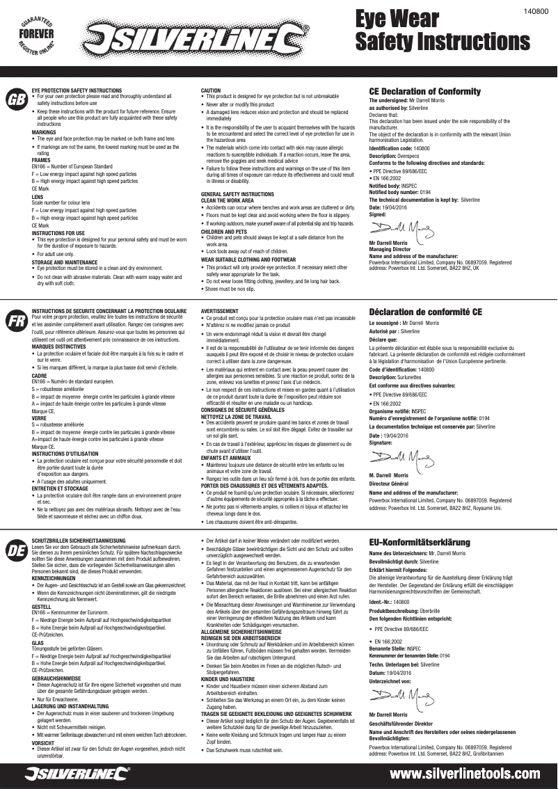 Page 1 of the manual User Manual Silverline 140800