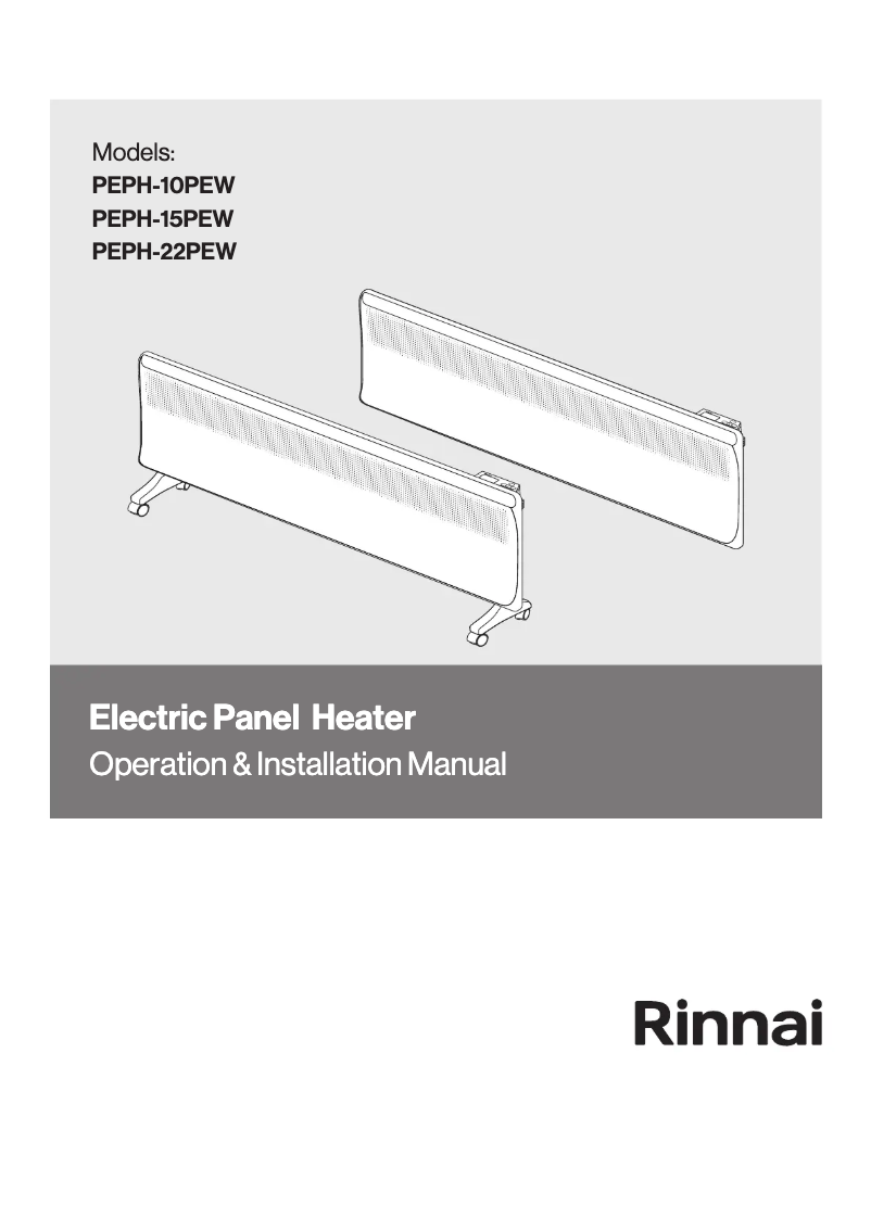 Page 1 of the manual User Manual Rinnai PEPH22PEW