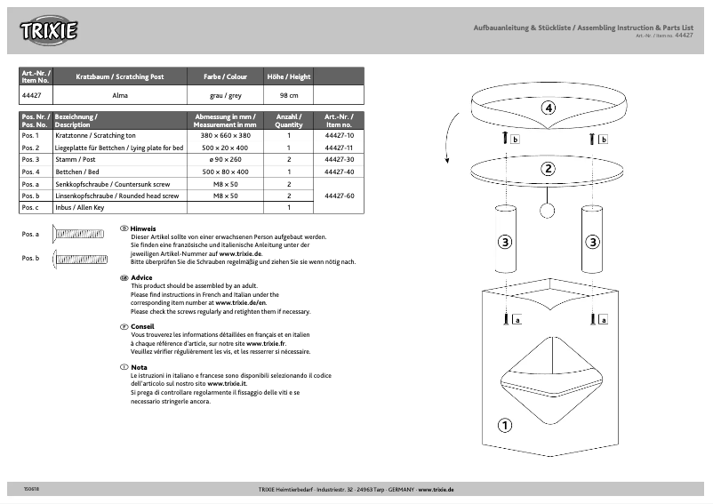 First page image of the manual for 44427