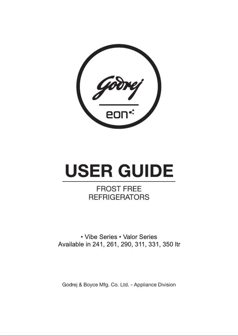 Page 1 of the manual User Manual Godrej Frost Free Eon