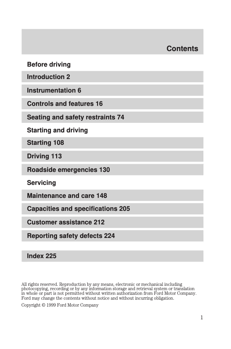 First page image of the manual for Taurus (2000)