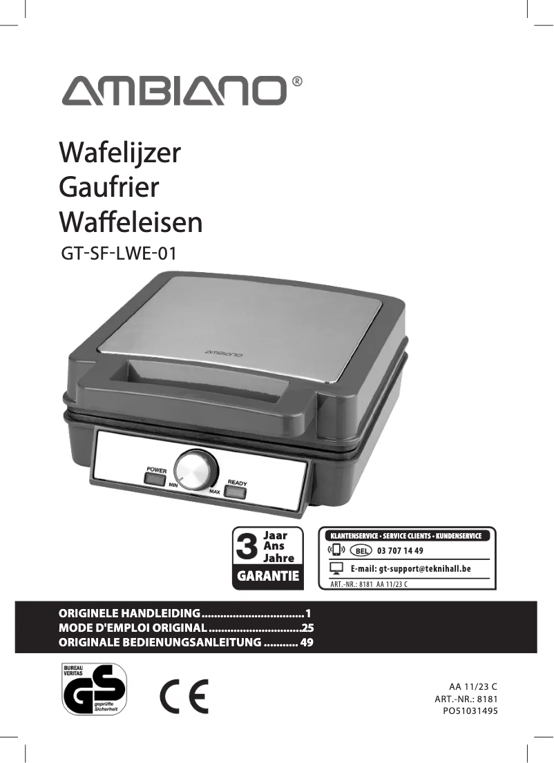 Page 1 of the manual User Manual Ambiano GT-SF-LWE-01