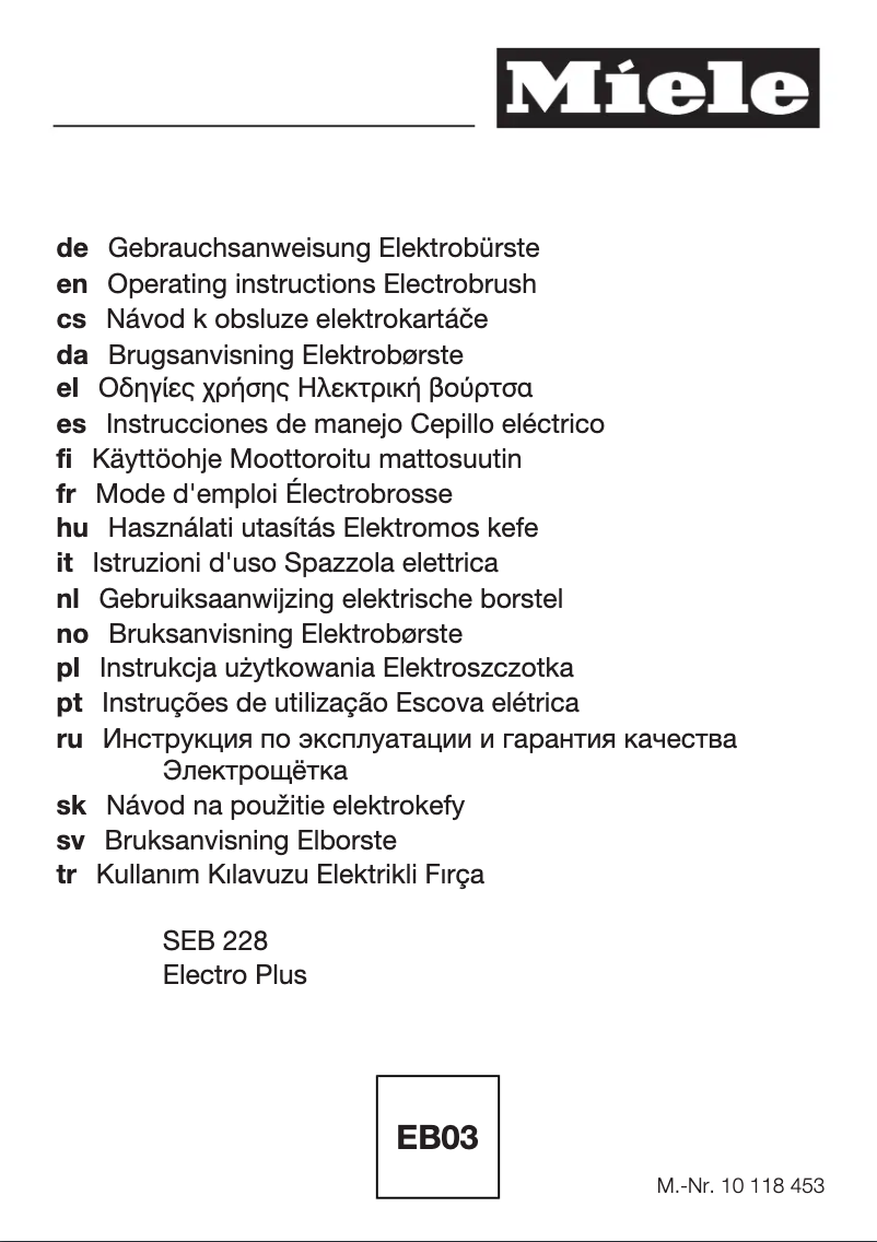 Page 1 of the manual Use and Maintenance Manual Miele Blizzard CX1