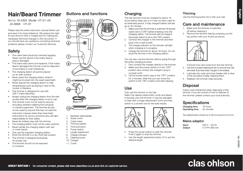 Page 1 of the manual User Manual Coline HT-01