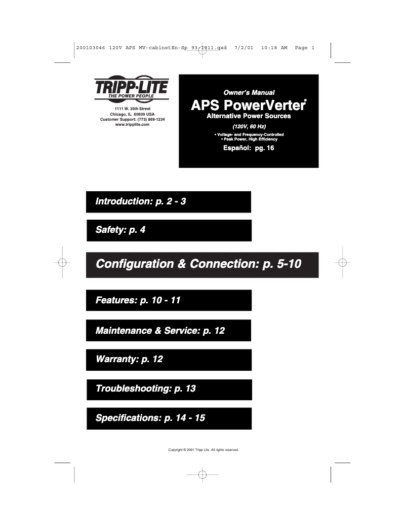 Page 1 of the manual User Manual Tripp Lite APS2448UL