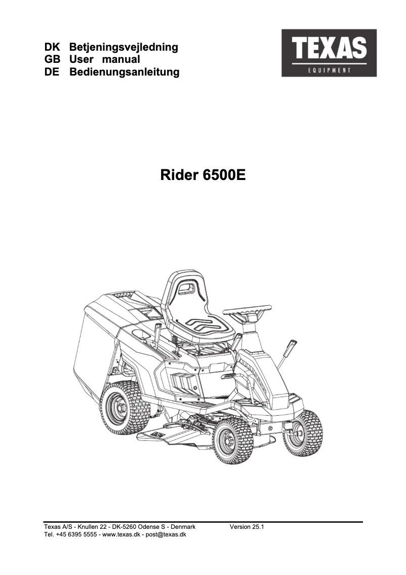First page image of the manual for Rider 6500E