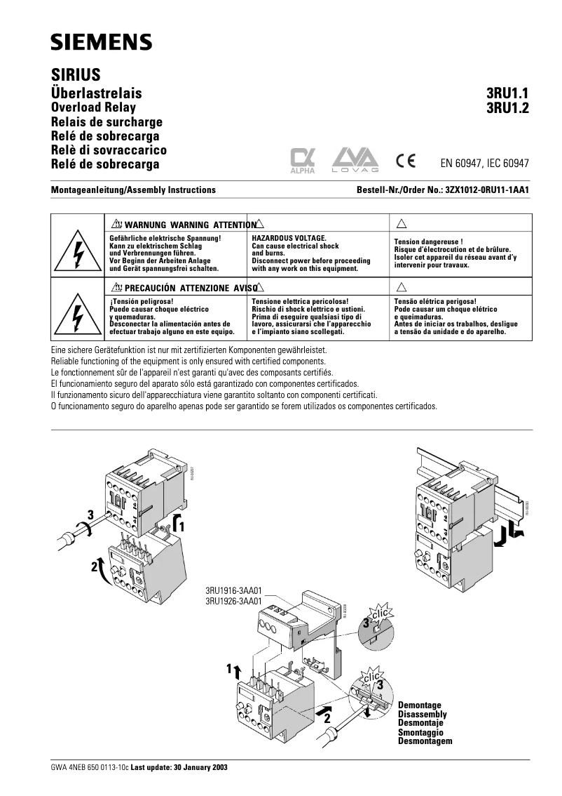 First page image of the manual for 3RU1116-1AB0
