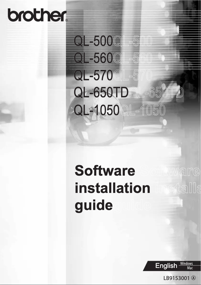 Page 1 of the manual Installation Guide Brother QL-1050N