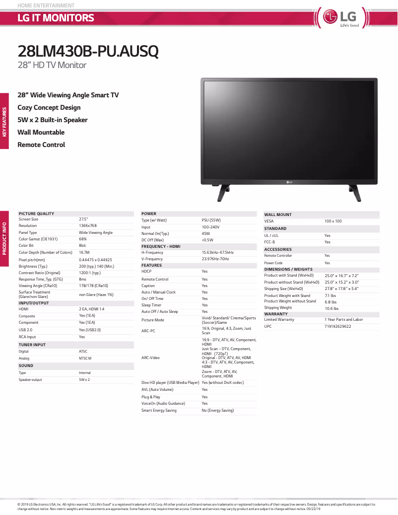Page 1 of the manual User Manual LG LM430B