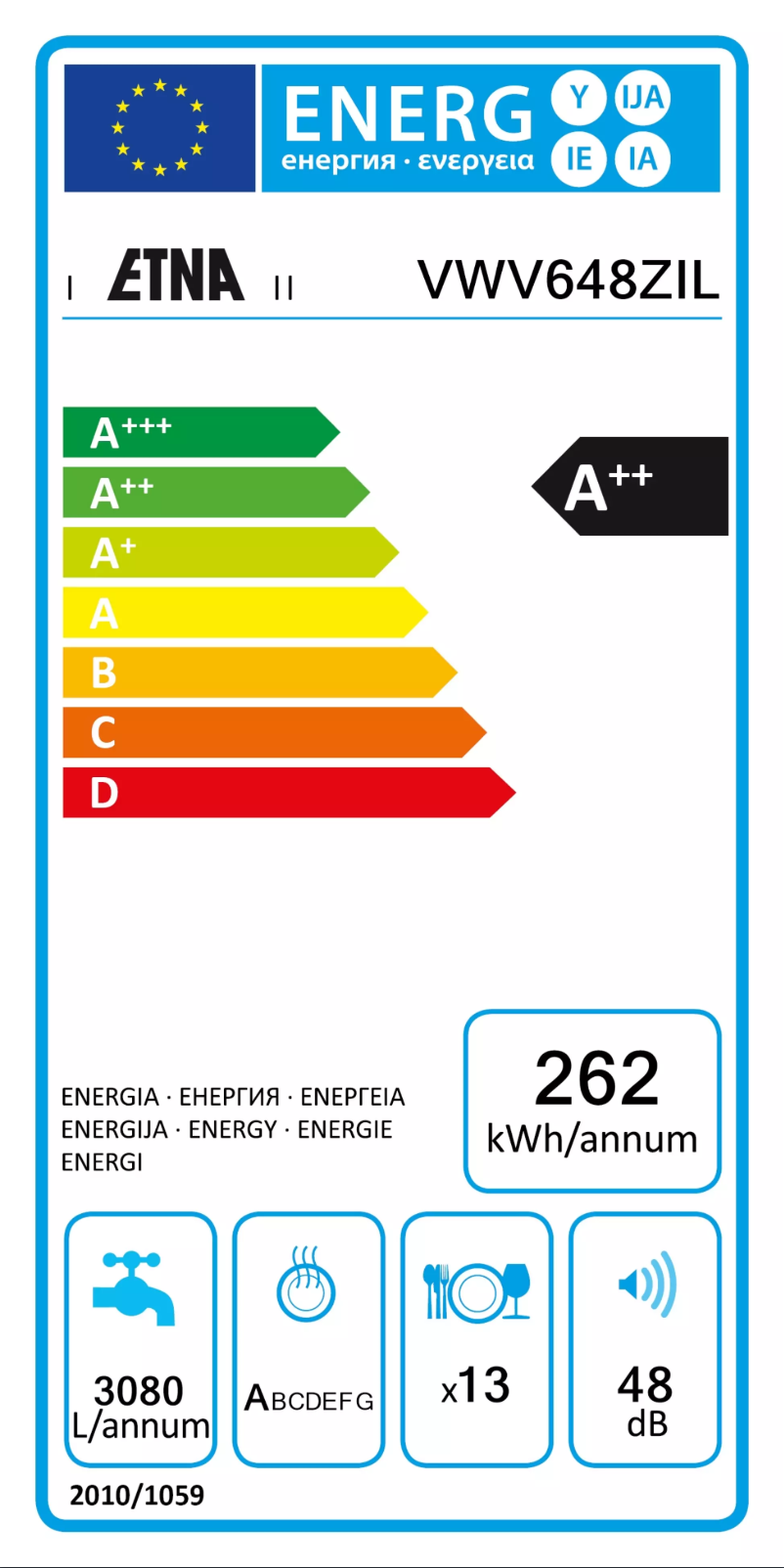 Page 1 of the manual Energy Label Etna VWV648ZIL