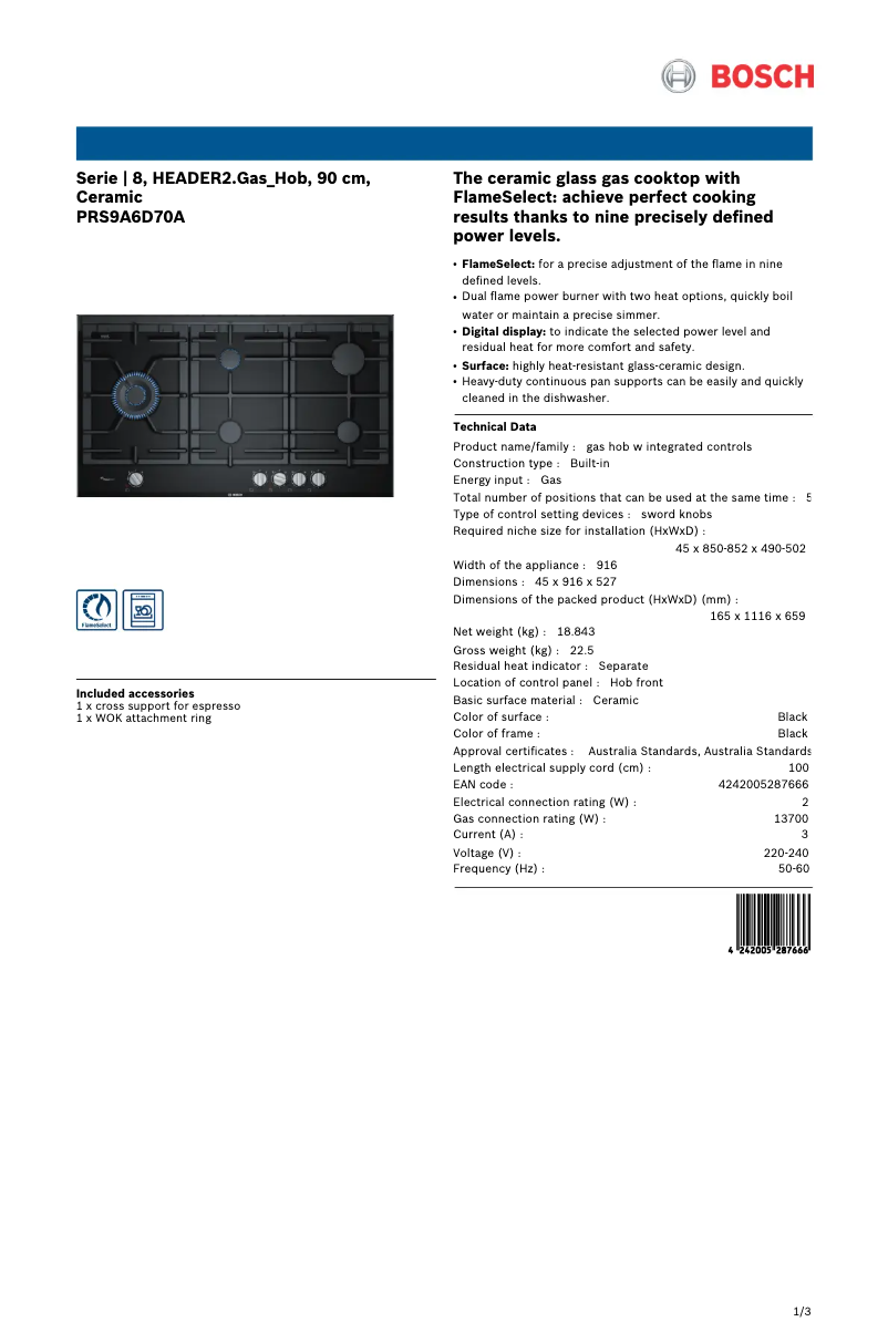 First page image of the manual for PRS9A6D70A