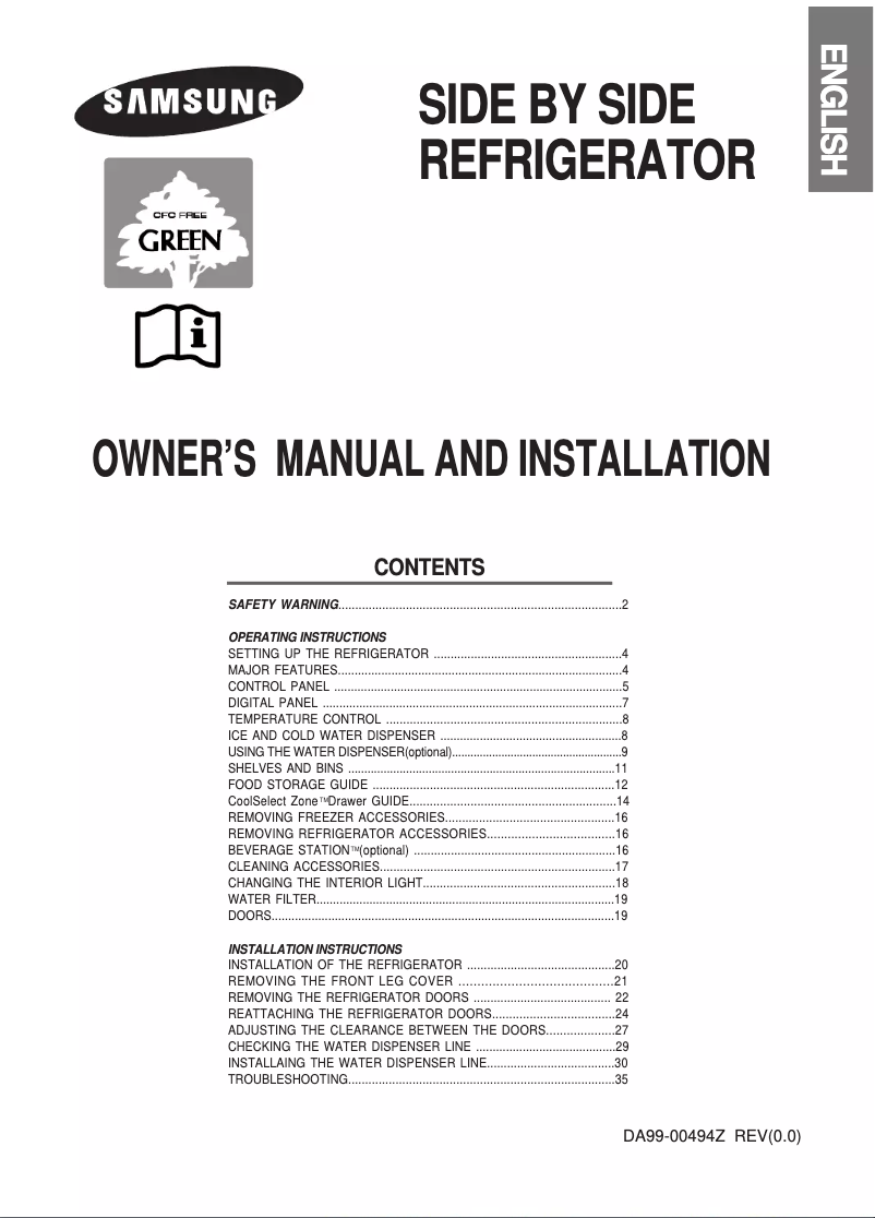 Page 1 of the manual User Manual Samsung RS25KANS