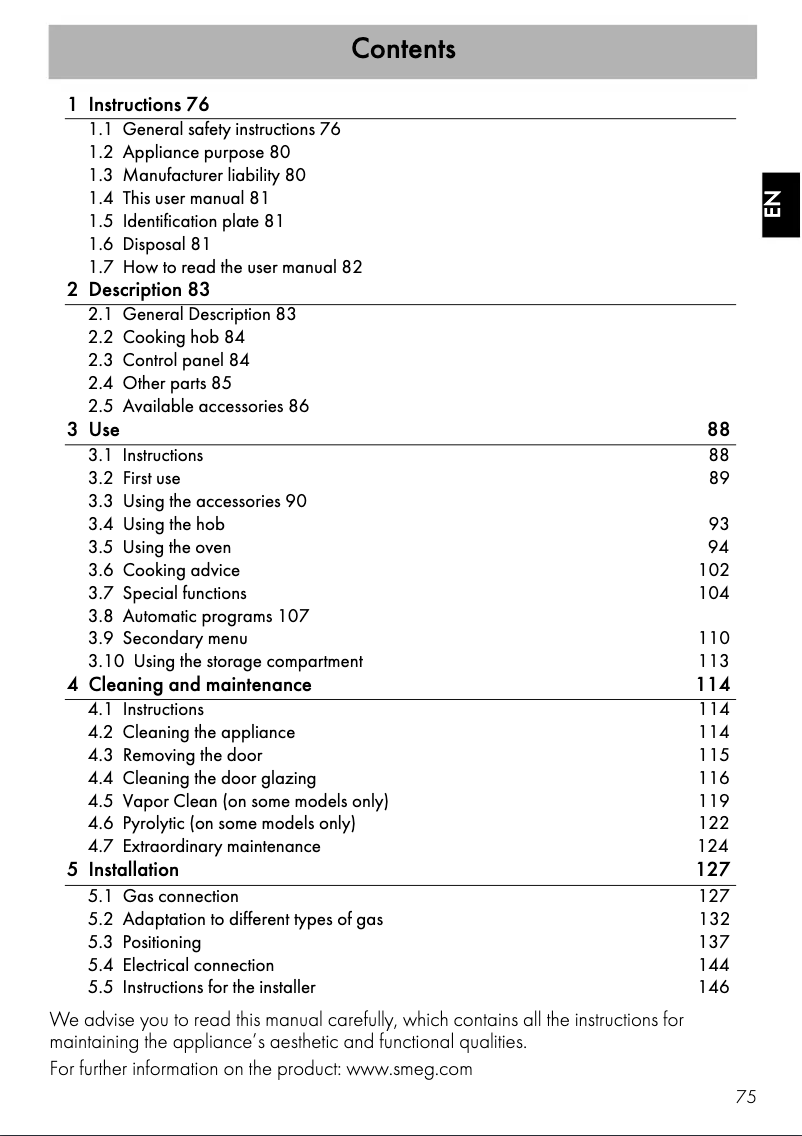 Page 1 of the manual Technical Sheet Smeg CPF9GMYW