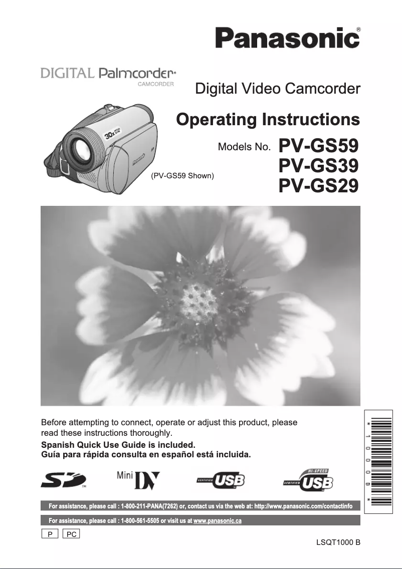 First page image of the manual for PV-GS59