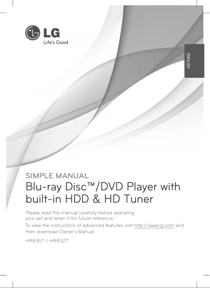 First page image of the manual for HR832T