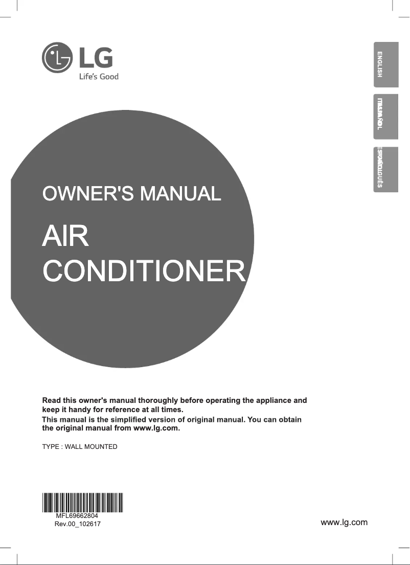 First page image of the manual for AMNW09GSJA0