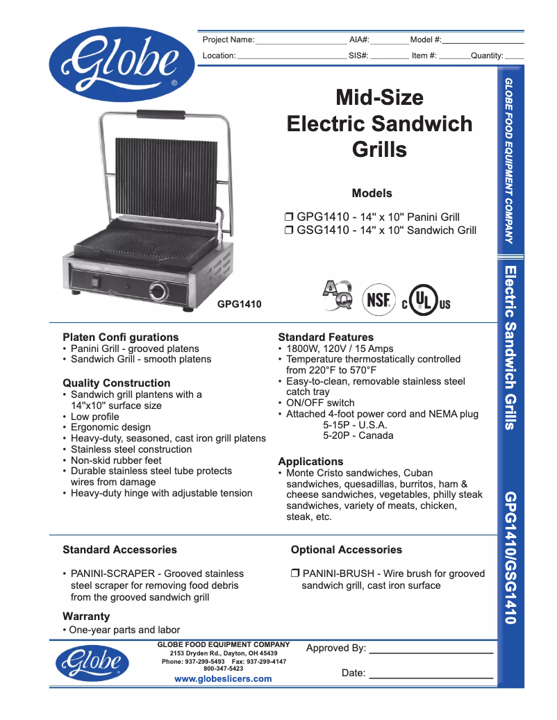 Page 1 of the manual Use and Maintenance Manual Globe GSG1410