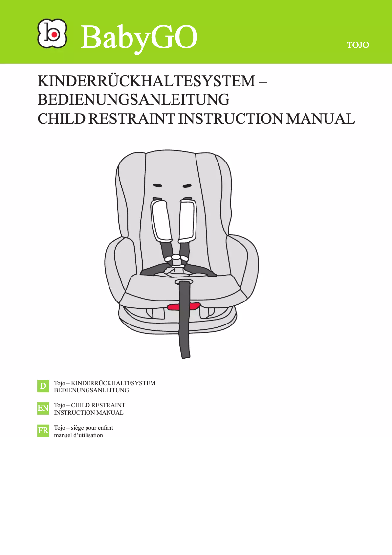 Page 1 of the manual User Manual BabyGO Tojo