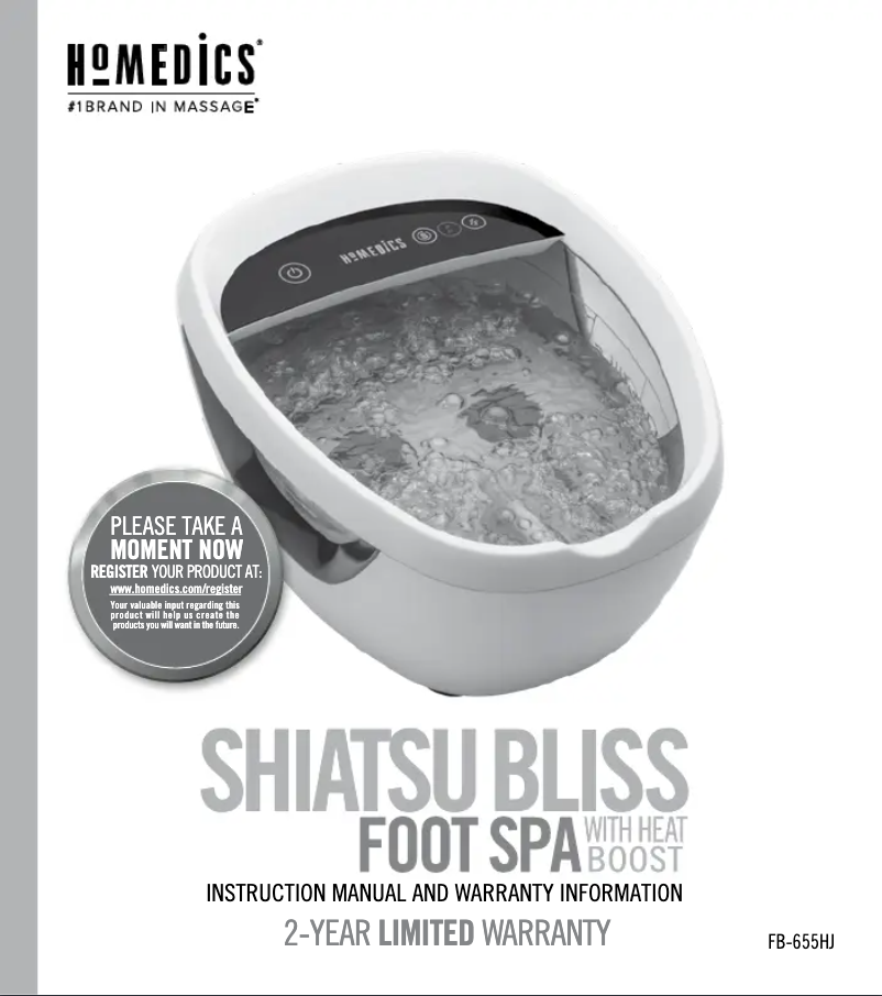 Page 1 of the manual User Manual Homedics Shiatsu Bliss FB-655HJ
