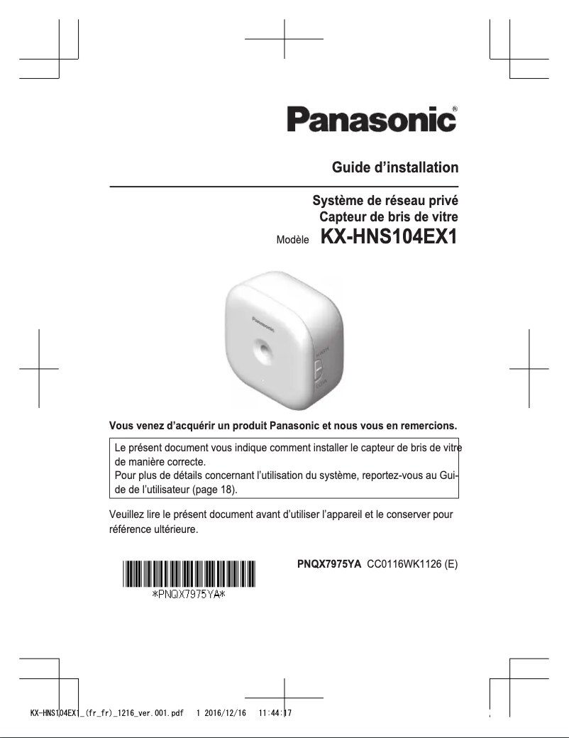 Page 1 of the manual User Manual Panasonic KX-HNS104EX1