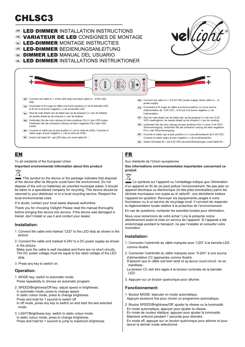 Page 1 of the manual User Manual Velleman CHLSC3