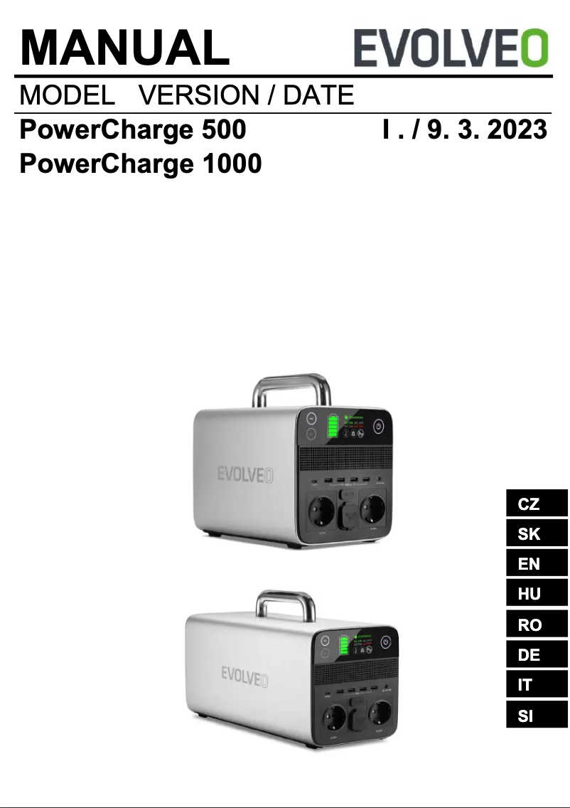 First page image of the manual for PowerCharge 1000