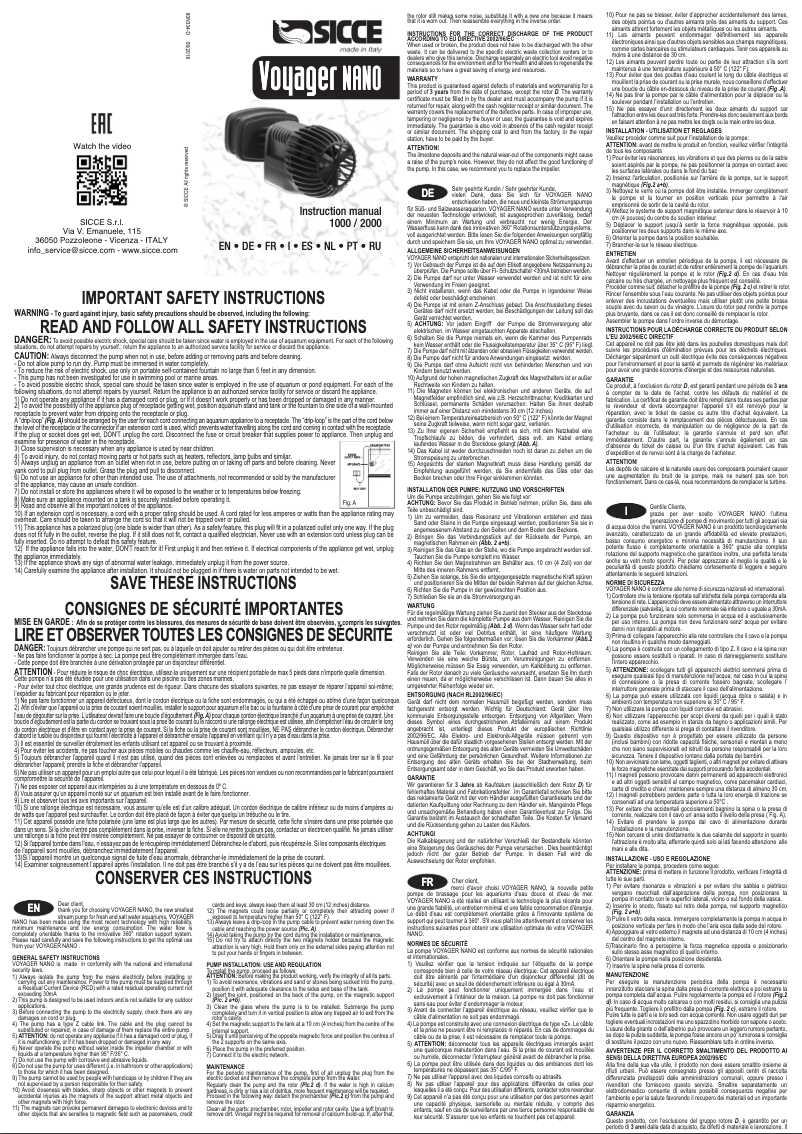 First page image of the manual for Voyager nano 2000