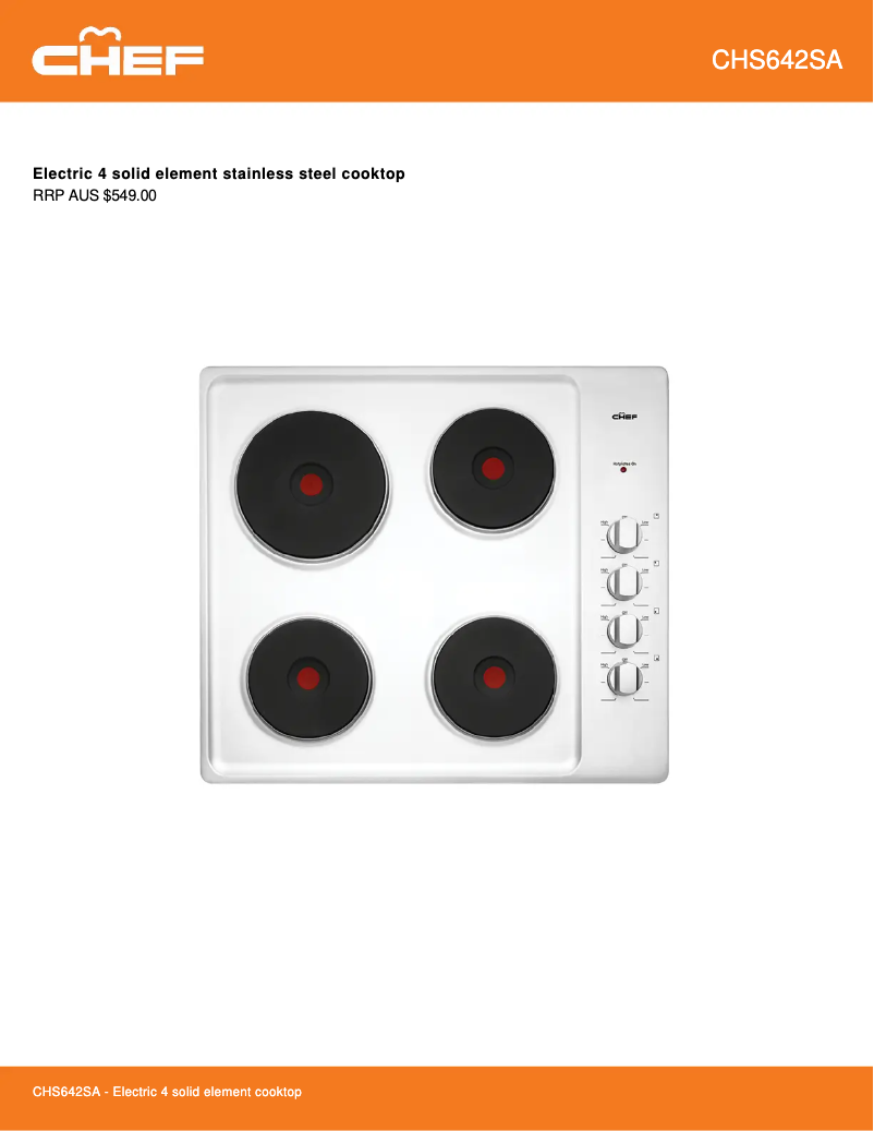 First page image of the manual for CHS642SA