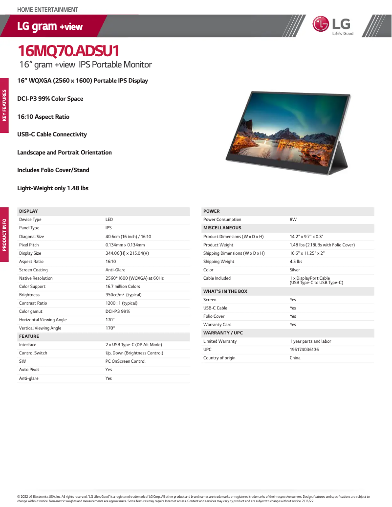 First page image of the manual for Gran +View 16MQ70