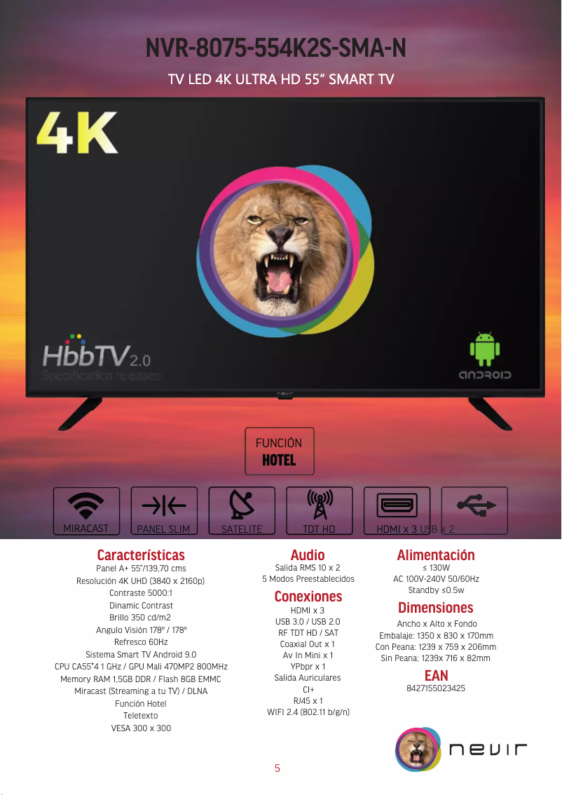 Page 1 of the manual Brochure Nevir NVR-8075-554K2S-SMA-N