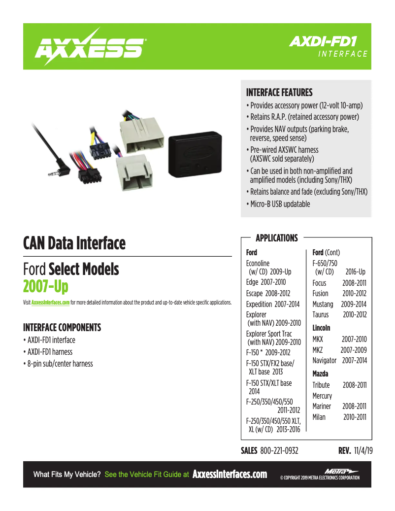 First page image of the manual for AXDI-FD1