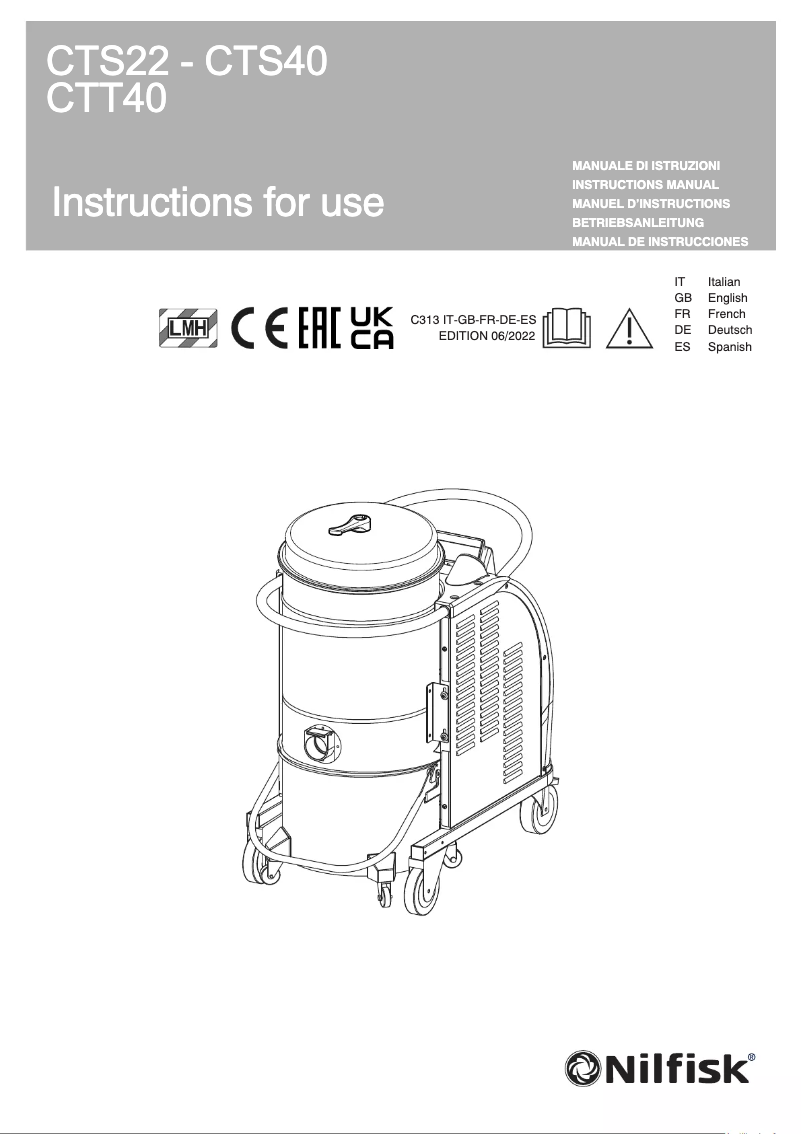 Page 1 of the manual User Manual Nilfisk CTS40